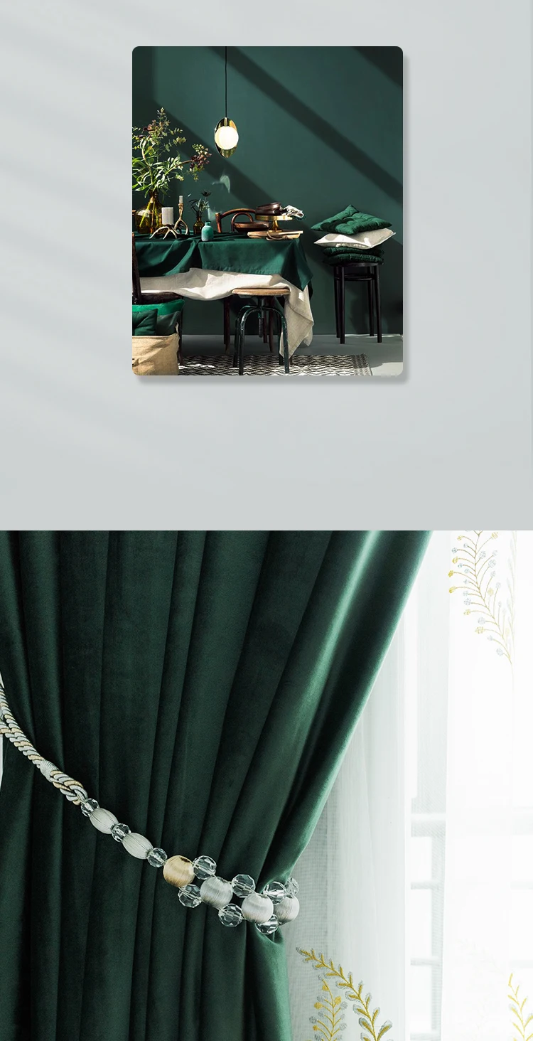 Dark Green Velvet Curtains - Luxury 80 Blackout Window Drapes for Living Room and Bedroom