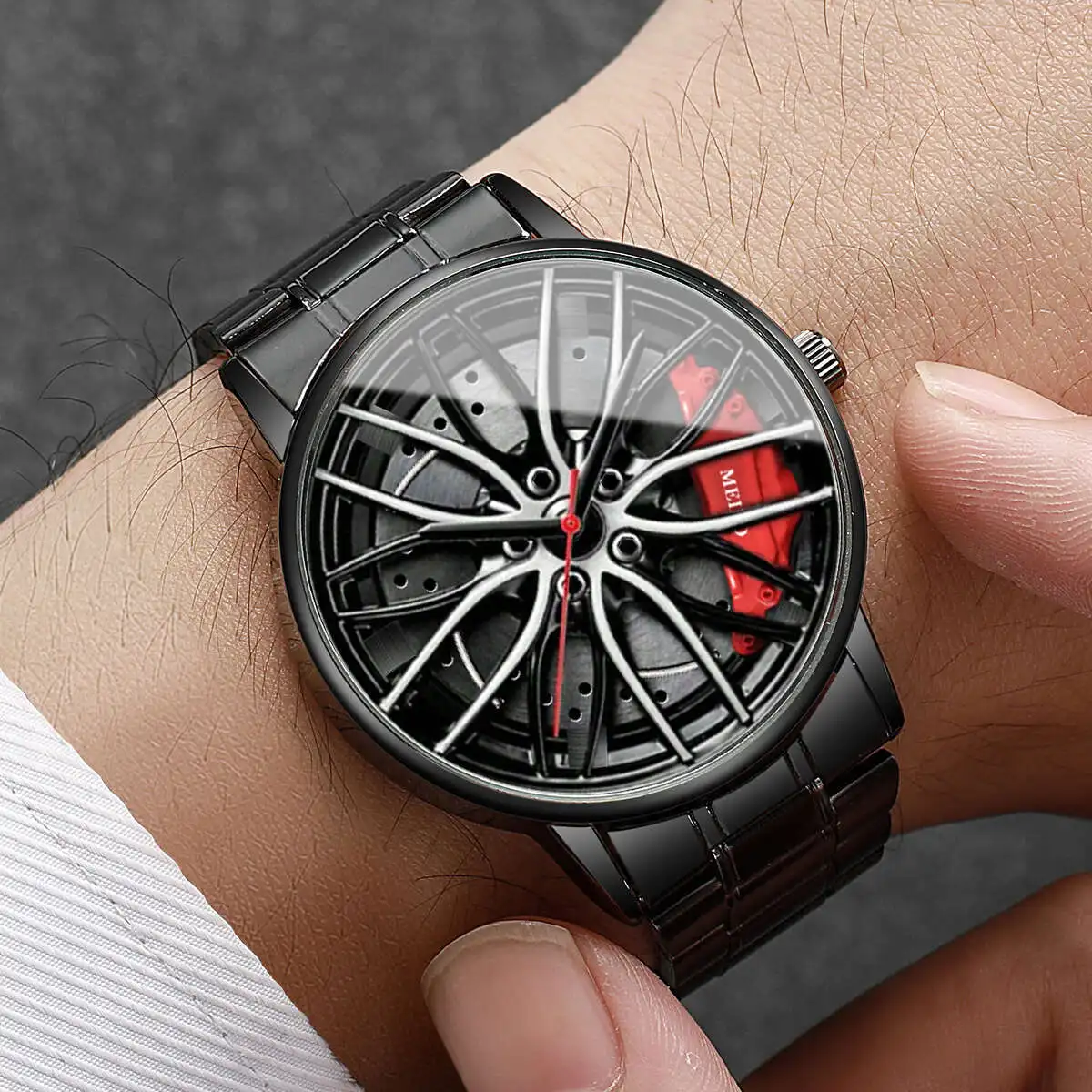 2PCs/Set Men's Classic Watch Trendy Style Business Quartz Steel Strip Watch Exquisite Gift Watch Set( Box Not Included)