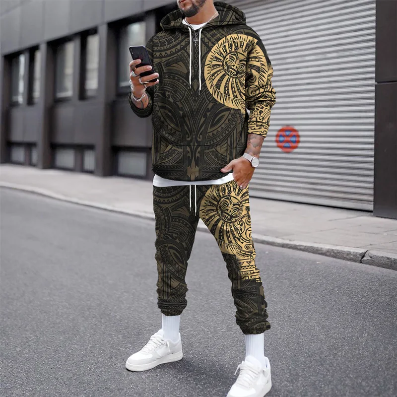 Autumn Fashion Hoodie Suit 3D Print Men's Hoodie 2 Piece Set Streetwear Pullover Sweatshirt Male Casual Tracksuit Hoodie Set