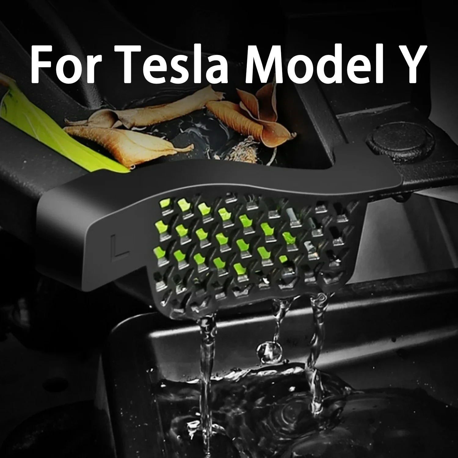 2 Pezzi Filtro Detriti Per Tesla Model Y Anteriore Tronco Guida Acqua Filtro Scanalatura Anti-Intasamento Canale Dell'Acqua Filtro Net Accessori