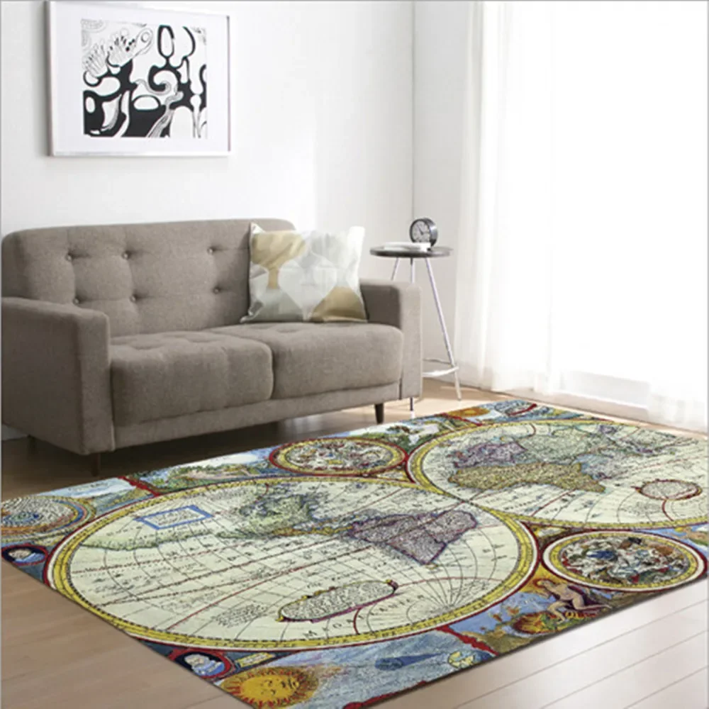 

Map Printed Floor Carpet Rugs Modern Style Bedroom Carpets For Living Room Non-slip Tapete Household Rectangle Decor Mat Carpet