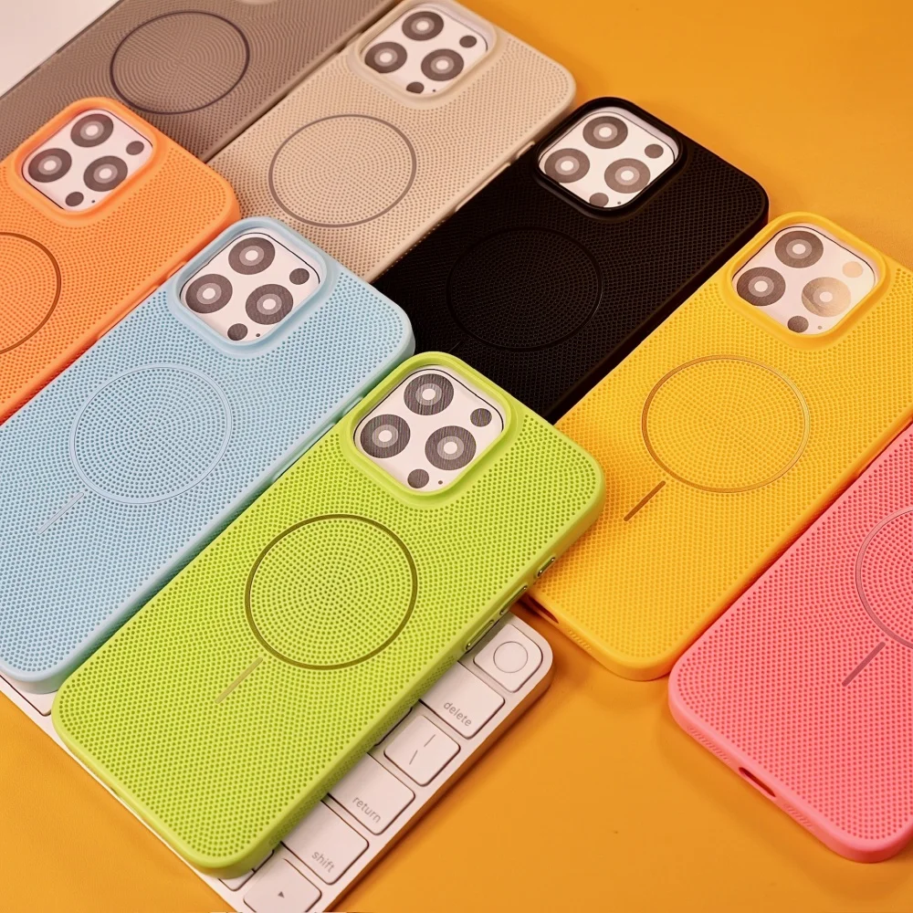 Luxury Heat Dissipation Mesh Magnetic Phone Case with Breathable Cooling PC Cover