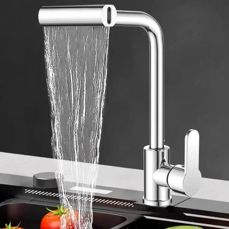 Kitchen Faucets Waterfall Design Plastic steel 360&deg; Rotating Spray Head Hot and Cold Water Mixing Sink