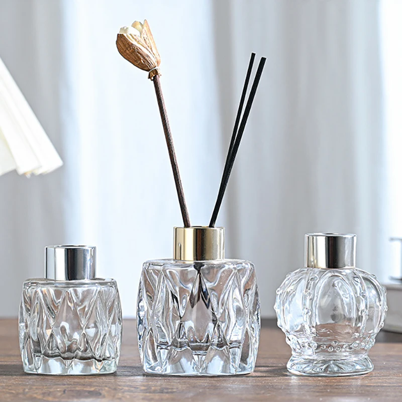 투명 아로마 테라피 디퓨저 병, 유리 빈 에센셜 오일 병, 향기 용기, 리필 가능 병, 50 ml, 100ml