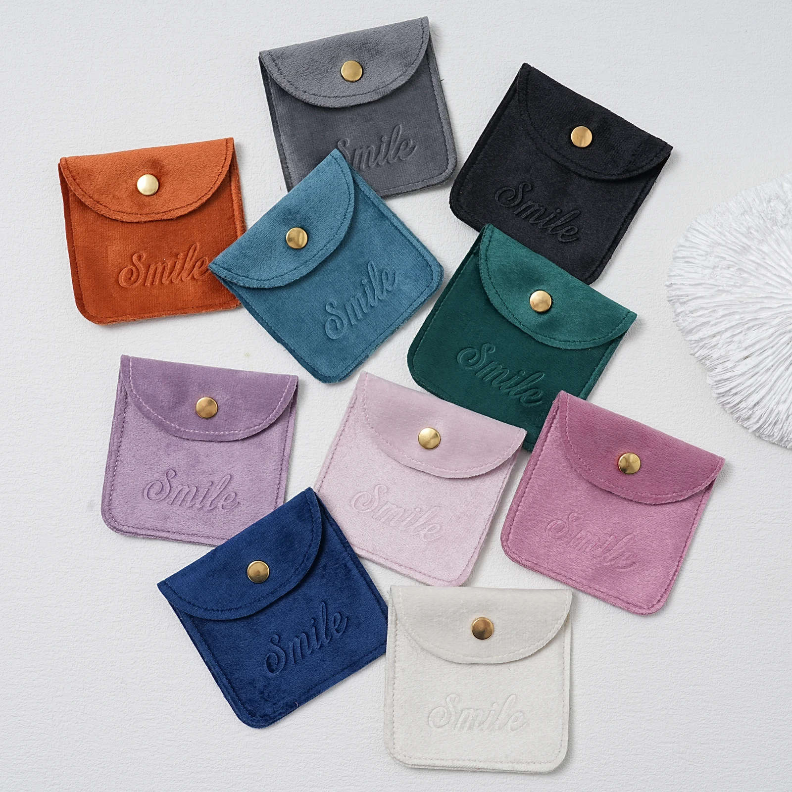 10 Stück Samt-Schmuckverpackungsbeutel mit Druckknopf, Tasche, Ringe, Ohrringe, Armbänder, Halsketten, Aufbewahrung, Hochzeit, Party, schicke Geschenkbeutel – Detail 2