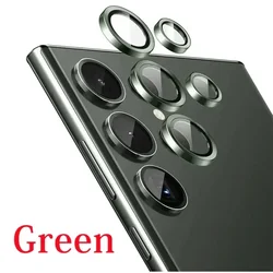 Premium Camera Lens Protector Glass with Metal Ring - Full Coverage - S24 Ultra (5Pcs) (Green)