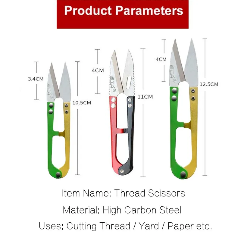 Sewing Scissors 1Pc Thread Scissors U Shape Sewing Cutter Embroidery Craft Tailor Scissors For Line Fabric Thread Sew Yarn Cutting Supplies