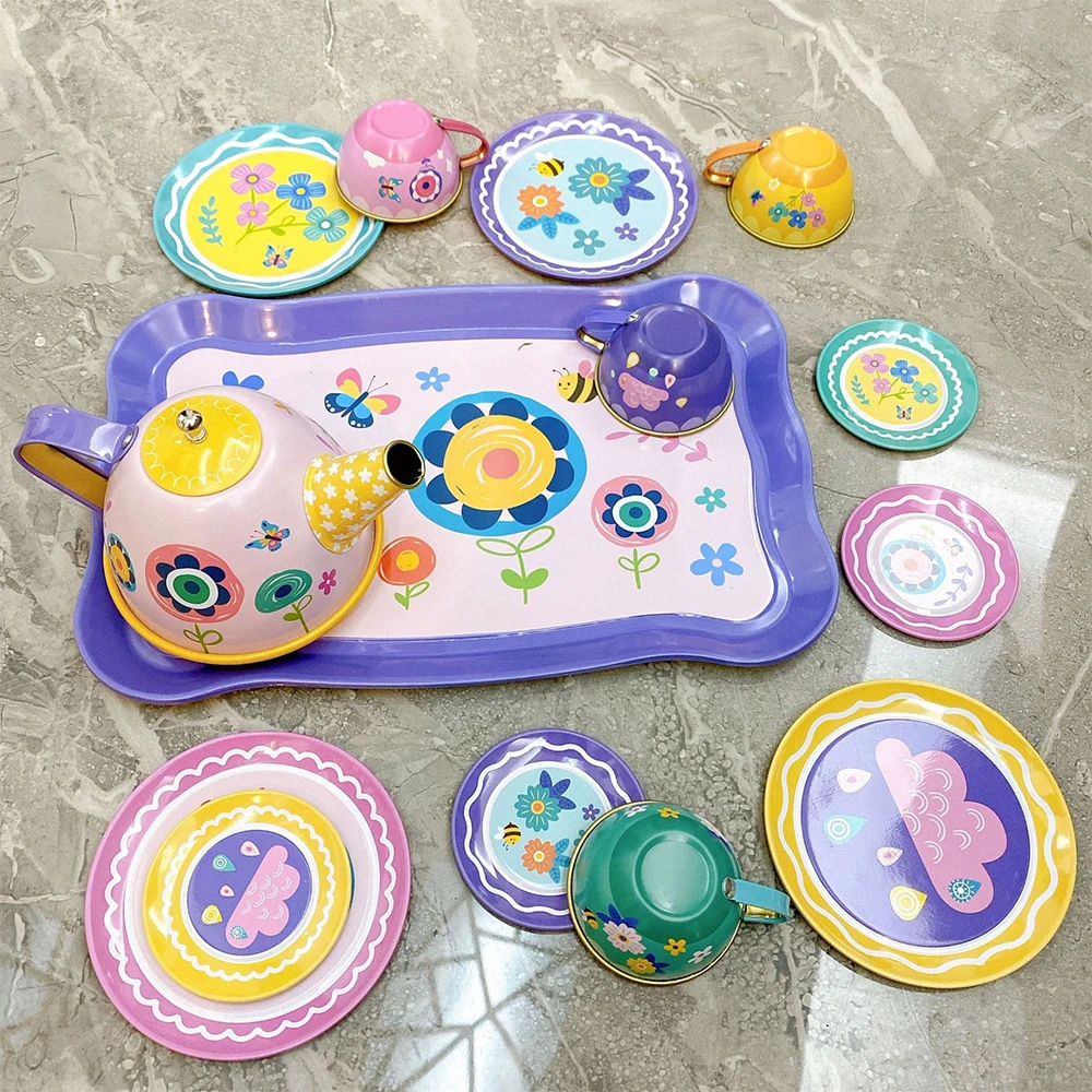 Toy Tea Set for Little Girls Princess Party Play Toy Kid Afternoon Tea Set Including Kitchen Pretend Toys Birthday Gift for Kids 4
