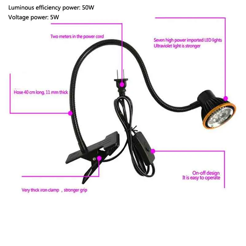 50W 405nm Ultraviolet UV Light Glue Gel Curing Lamp 395nm 365nm Resin Solder Mask PCB Board Repair Screen Green Oil Leak Detect