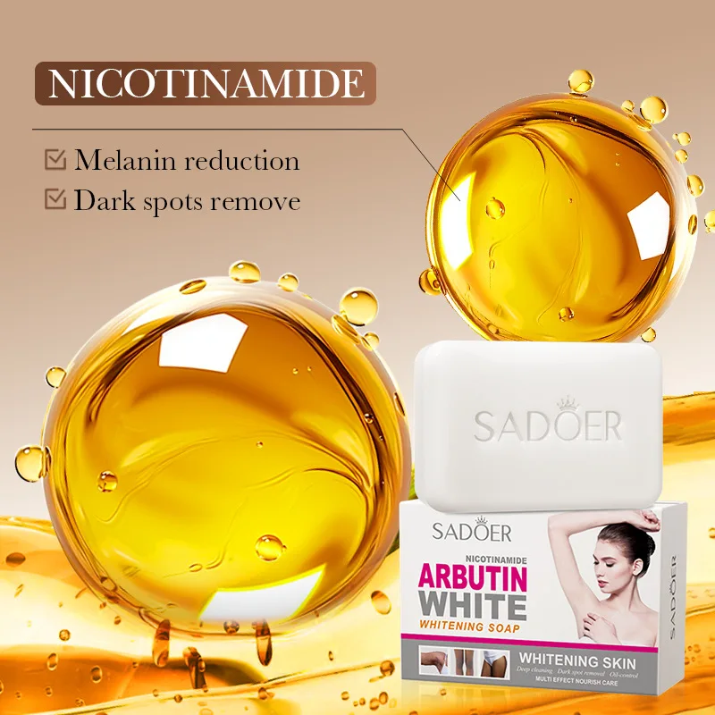 1/2/3pcs SADOER Arbutin Facial Soap Moisturizing Skin WhiteningDeep Cleansing Body Face Wash Foam Facial Cleanser Handmade Soap