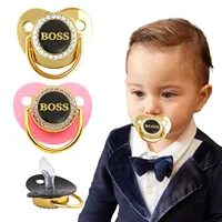 BOSS with Dust Cover Silicone BOSS Pacifier 0-36 months Newborn Baby Silicone Pacifier Photography Accessories 2