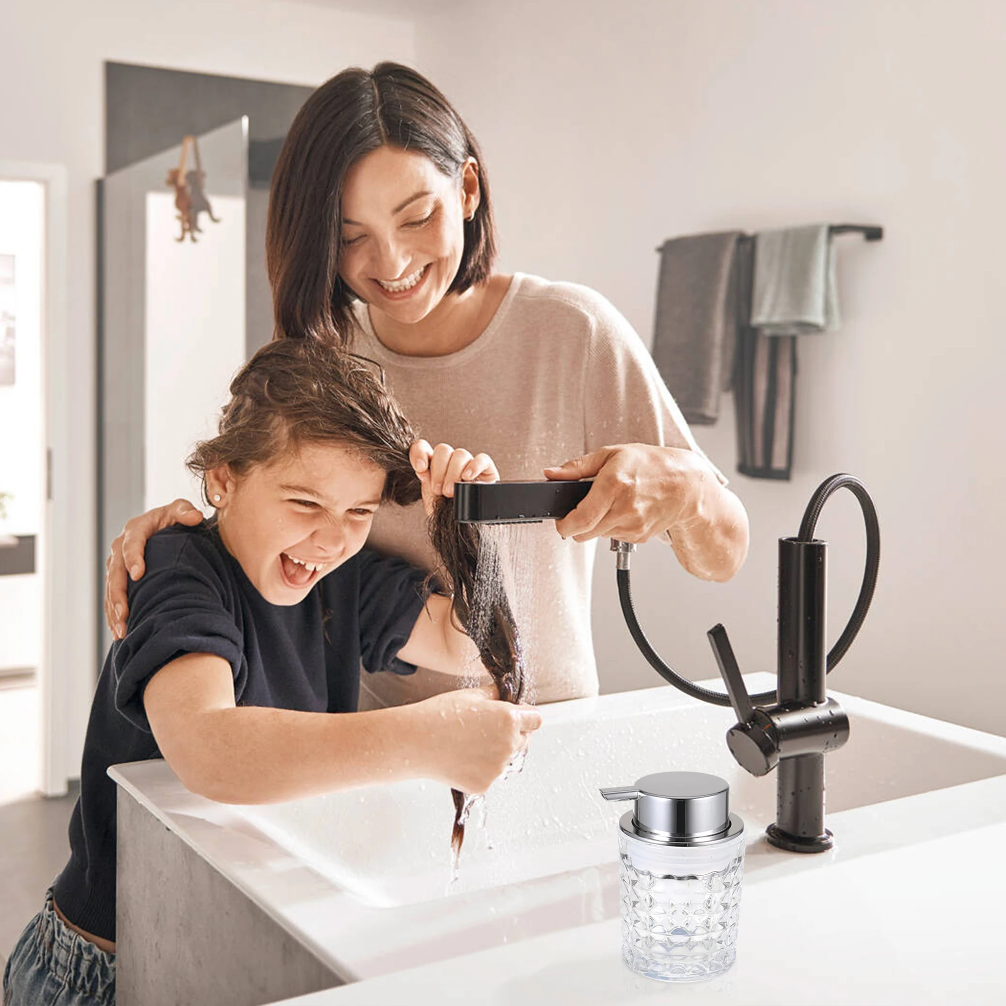 Description Picture 2 of itemClear Glass Lotion Bottle Stylish And Versatile In Bathroom And Kitchen Clear Visible And Easy