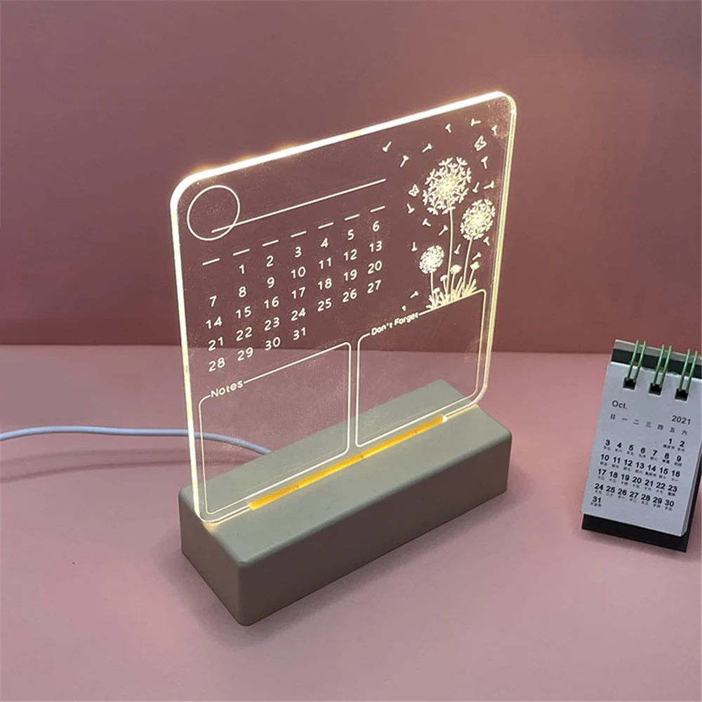 투명 노트 보드, 다용도 선물, 자유롭게 닦을 수 있음, 부드러운 빛, 눈을 다치지 않음, 집 장식