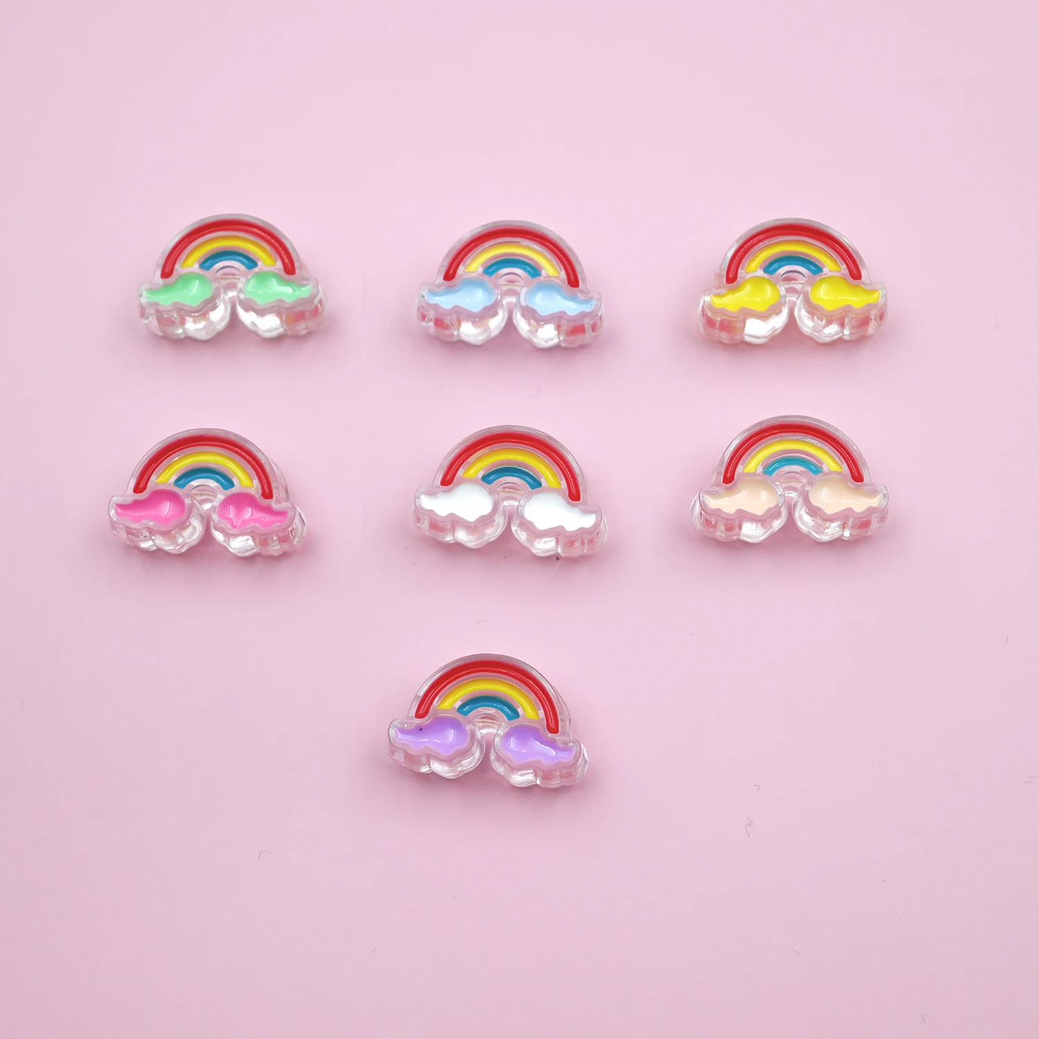 Rainbow Cloud Acrylic Beads for DIY Craft Accessories