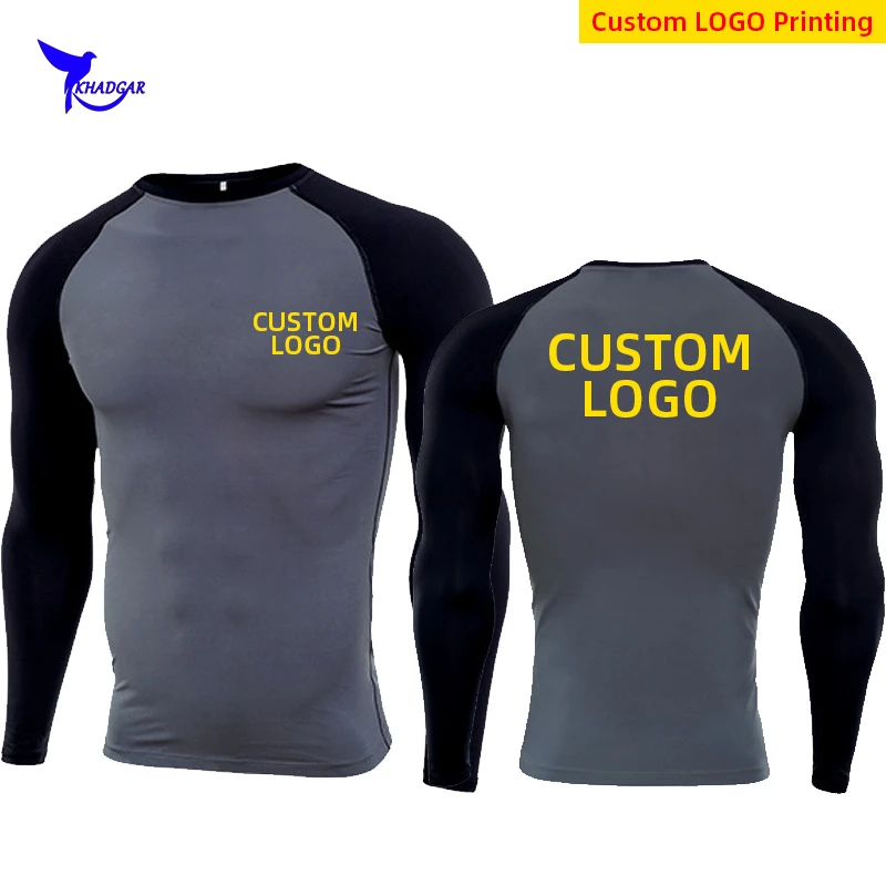

Custom LOGO Outdoor Mens Quick Dry Fitness Compression Long Sleeve Baselayer Body Under Shirt Tight Sports Gym Wear Top Shirt