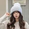 2025 New Rabbit Fur Beanies Soft Warm Fluffy fur pompom Winter Hat for Women Angora Knitted Hat Skullies Female Bonnet Knit Cap 2