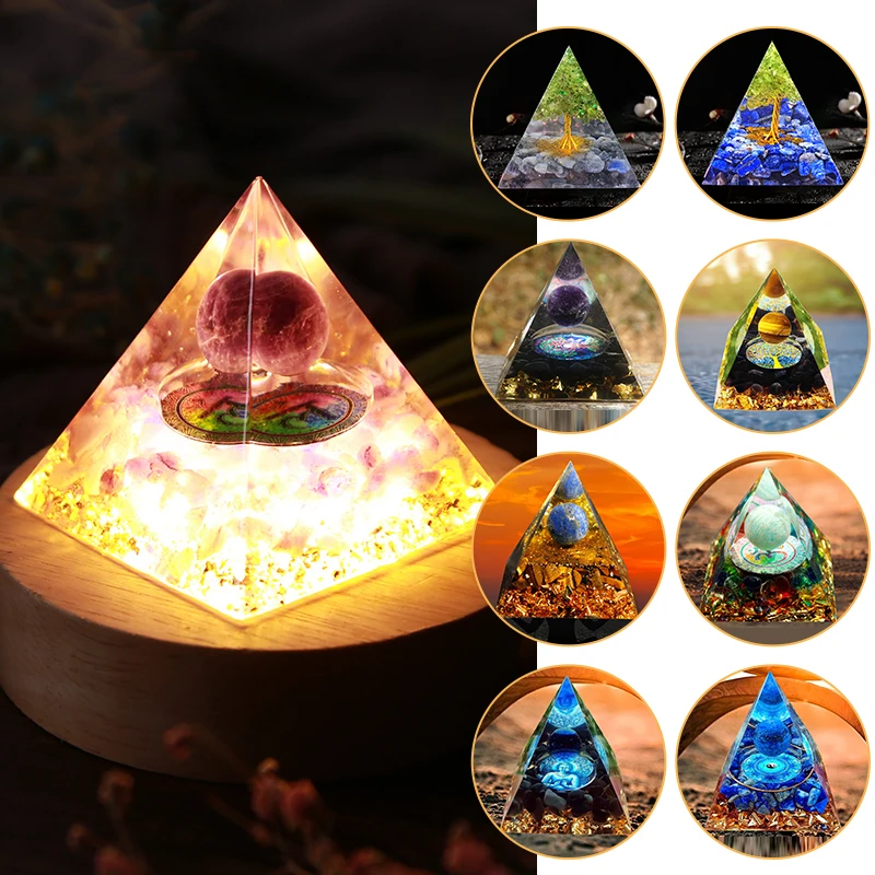 Natural Tiger Eye Orgonite Pyramid Crystals Energy Reiki Chakra ...
