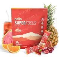 Nello Superfocus Focus Drink Mix – Fruit Punch Flavor Lion’s Mane Rhodiola & N-Acetyl L-Tyrosine – Sugar-Free on-The-Go Packets