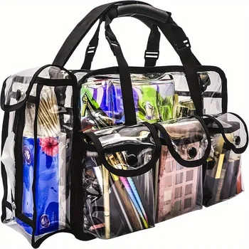 PVC Transparent Cosmetic Bag Waterproof Large Capacity Travel Organizer Multifunctional Beach Swimming Storage Shoulder Tote