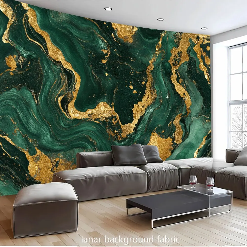 Green Gold Marble Tapestry 2