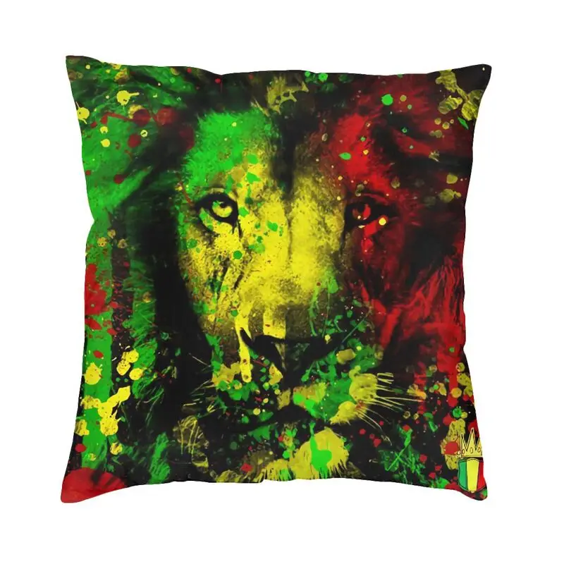 

Jamaican Pride Rasta Lion Cushion Cover 40x40cm Home Decorative Printing Lion Of Judah Reggae Throw Pillow for Sofa Two Side