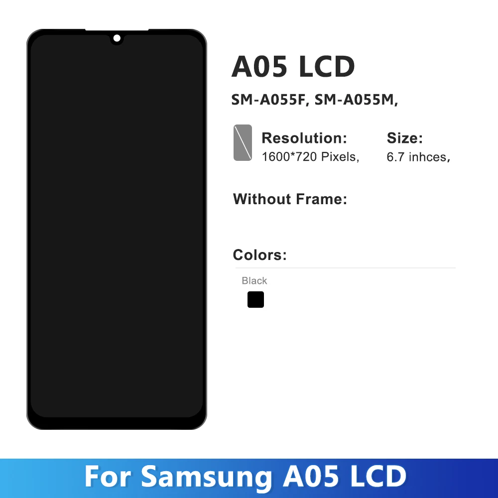 Фото ЖК-дисплей AMOLED 6,7 дюйма с рамкой для Samsung Galaxy A05, сменный сенсорный экран с дигитайзером для Samsung A05, A055, A055F №2