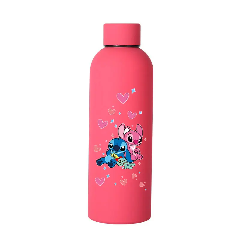 Lilo & stitch 단열 컵 엔젤 스포츠 작은 입 병, 컬러 이중층 진공, 스테인레스 스틸 콜라 커피 프로스트 병