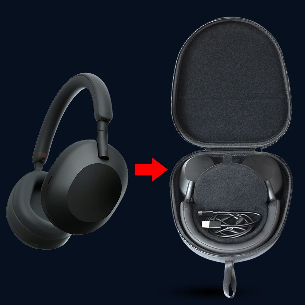 Hard Carrying Case Anti-Scratch Portable Storage Box Bag EVA Anti-Drop Protective Hard Case for Sony WH-1000XM5 Headphone