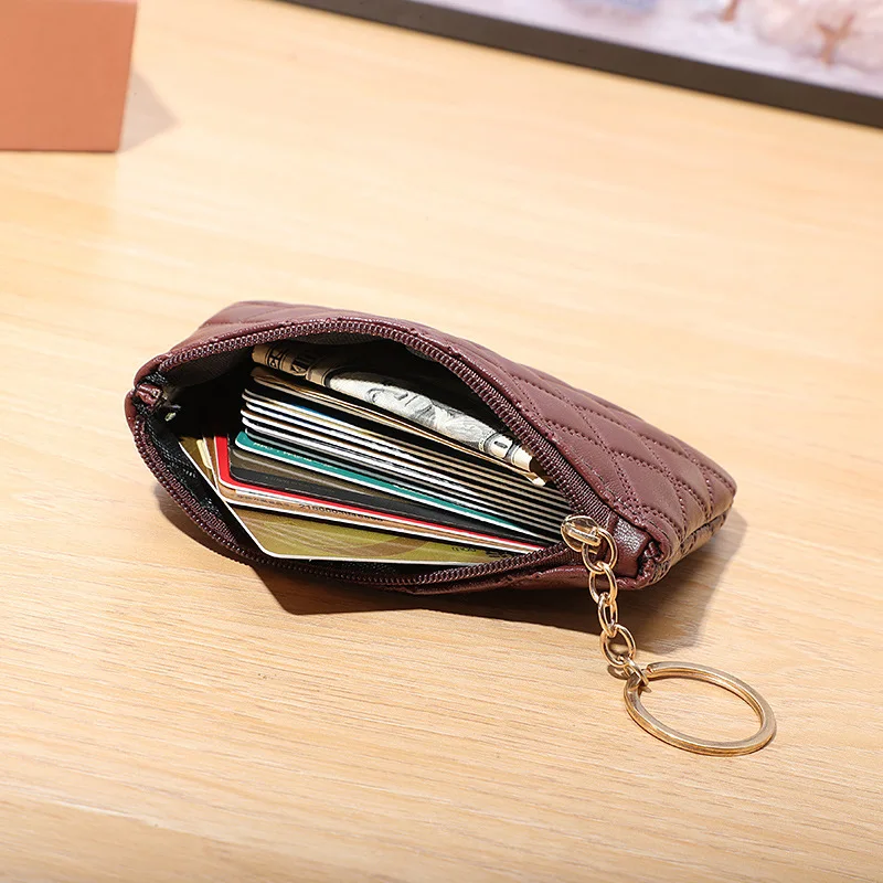 Luxury Zip Key Chain Pouch  Mini Coin Purse Wallet Card Holder