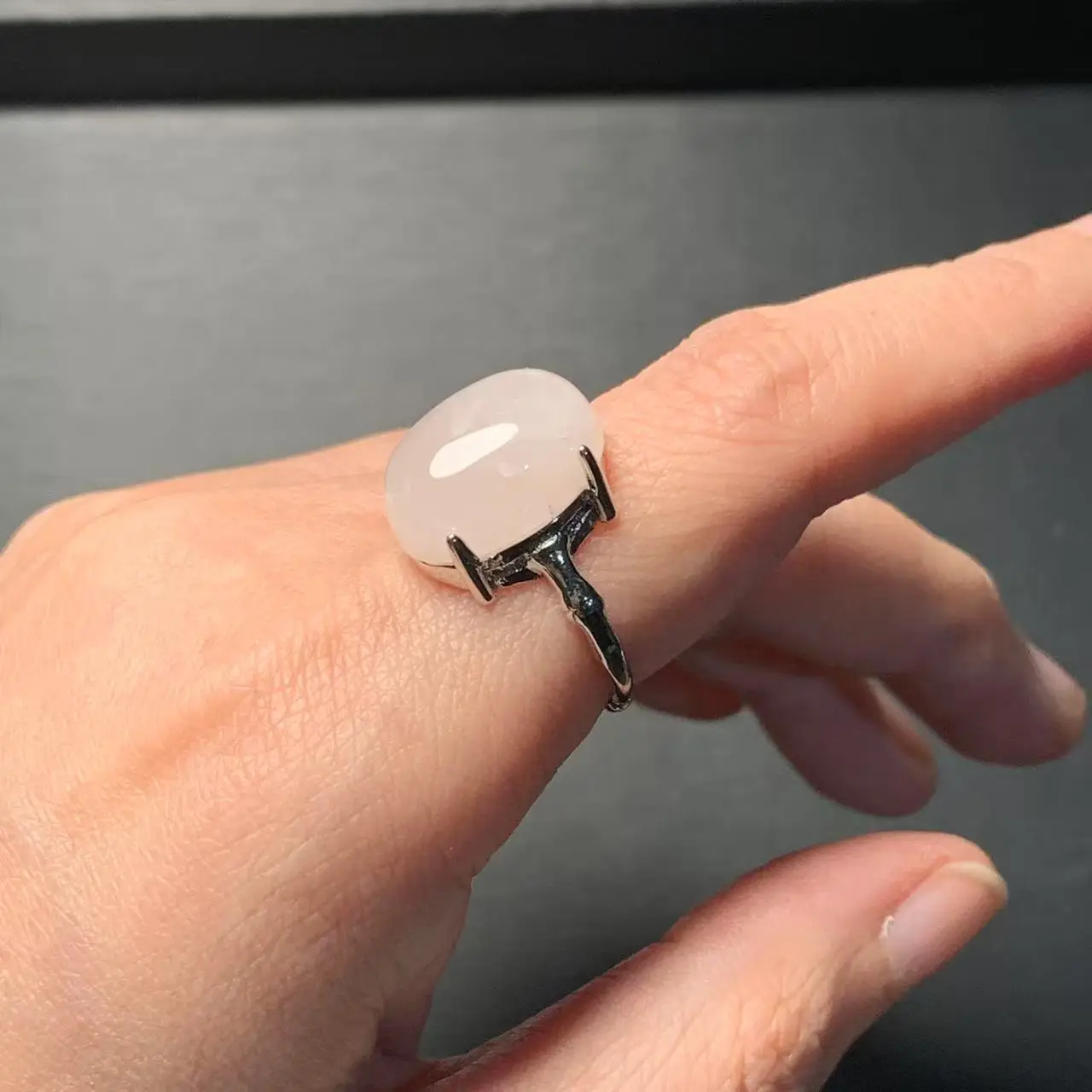 MM Natural Rose Quartz Ring Adjustable Female Ring Jewelry for Women Gift Wholesale High Quality Vintage Fine