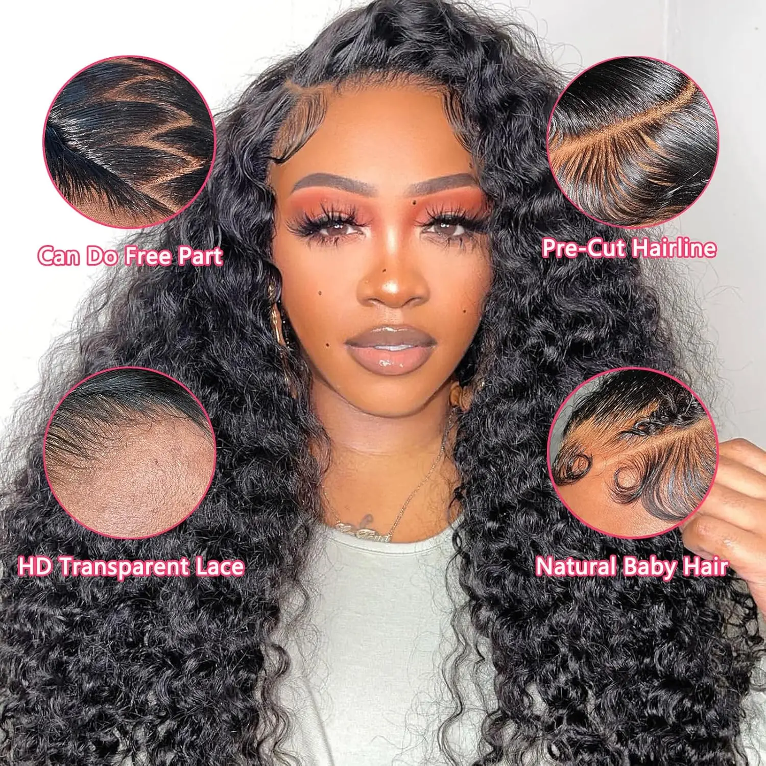 200% Density Deep Wave Wig 13X4 Lace Frontal Human Hair Wigs for Women Pre Plucked Loose Deep 13x6 Transparent Lace Frontal Wigs