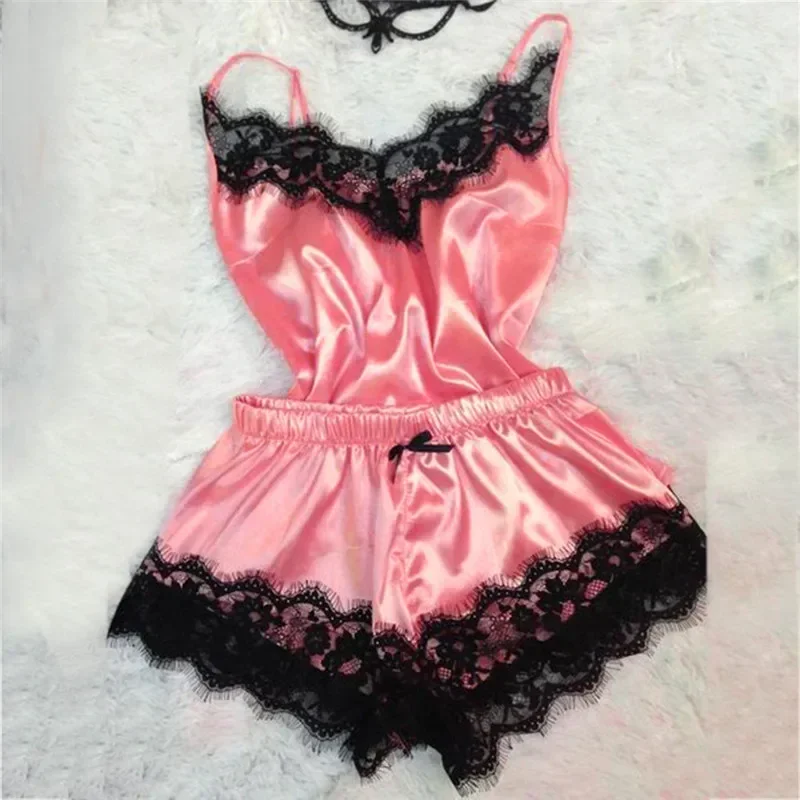 Sexy Lingerie Porno Babydoll Erotic Sleepwear Women Underwear Bow Lace Hot Sex Dress Fashion Temptation Satin Nightdress Suit women silk underwear set