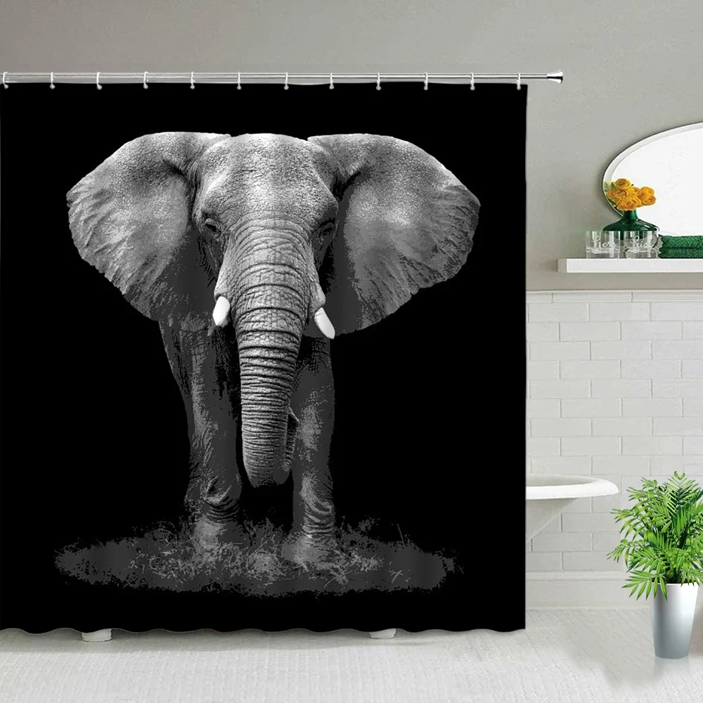 Funny Elephant Shower Curtain Bathroom Set with Hooks Animal Polyester Bath Curtains Cute kid child Room Decor Hanging Cloth 2