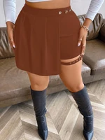 plus Size High Waist Pleated Button Skirt Asymmetric Bandage Shorts Spicy Style Women's Summer Fashion - Image 2