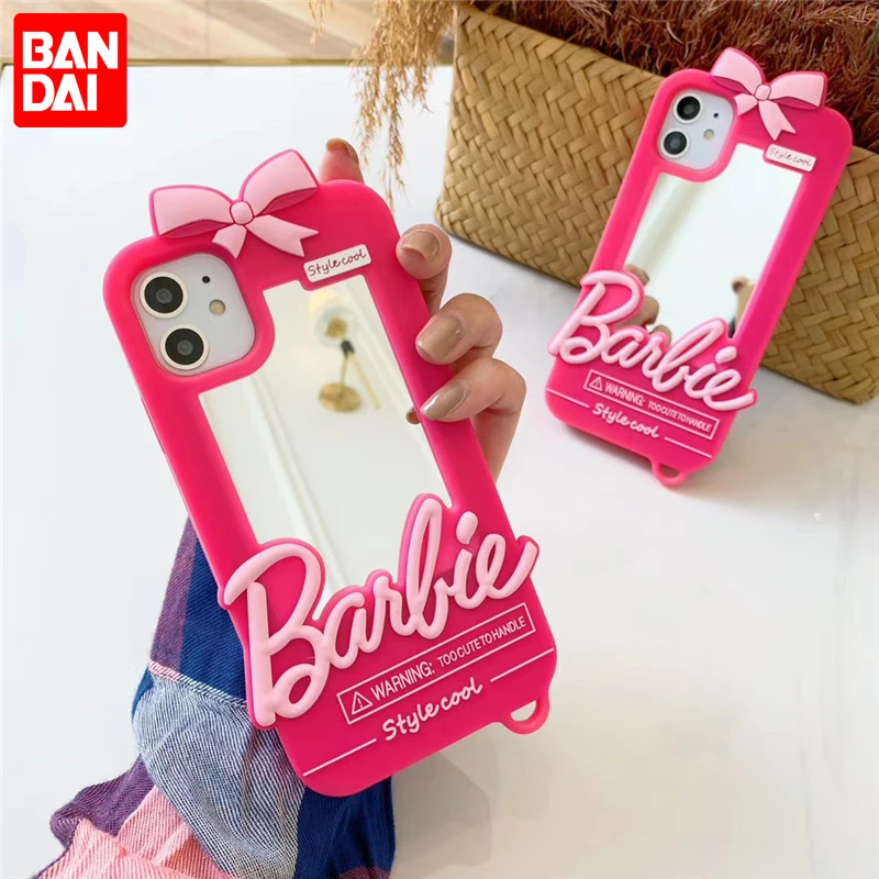 iphone 13 pro phone case INS Pink Barbie Bow Mirror Silicon Anti-drop Phone Case For iPhone 7 8 Plus XR XsMax 11 12 12Mini 13 13 Pro Max Case For Ladies iphone 13 pro max leather case