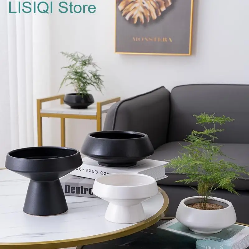 

New Ceramic Vase White Round Flower Pot Hydroponic Flower Arrangement Accessories Pot Container Decoration Flower Vases