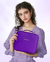 Makeup Bag With Mirror lamp,Travel Waterproof Necessary Beauty Brush Embroidery Tool Storage Cosmetic Case Portable Makeup Box 6