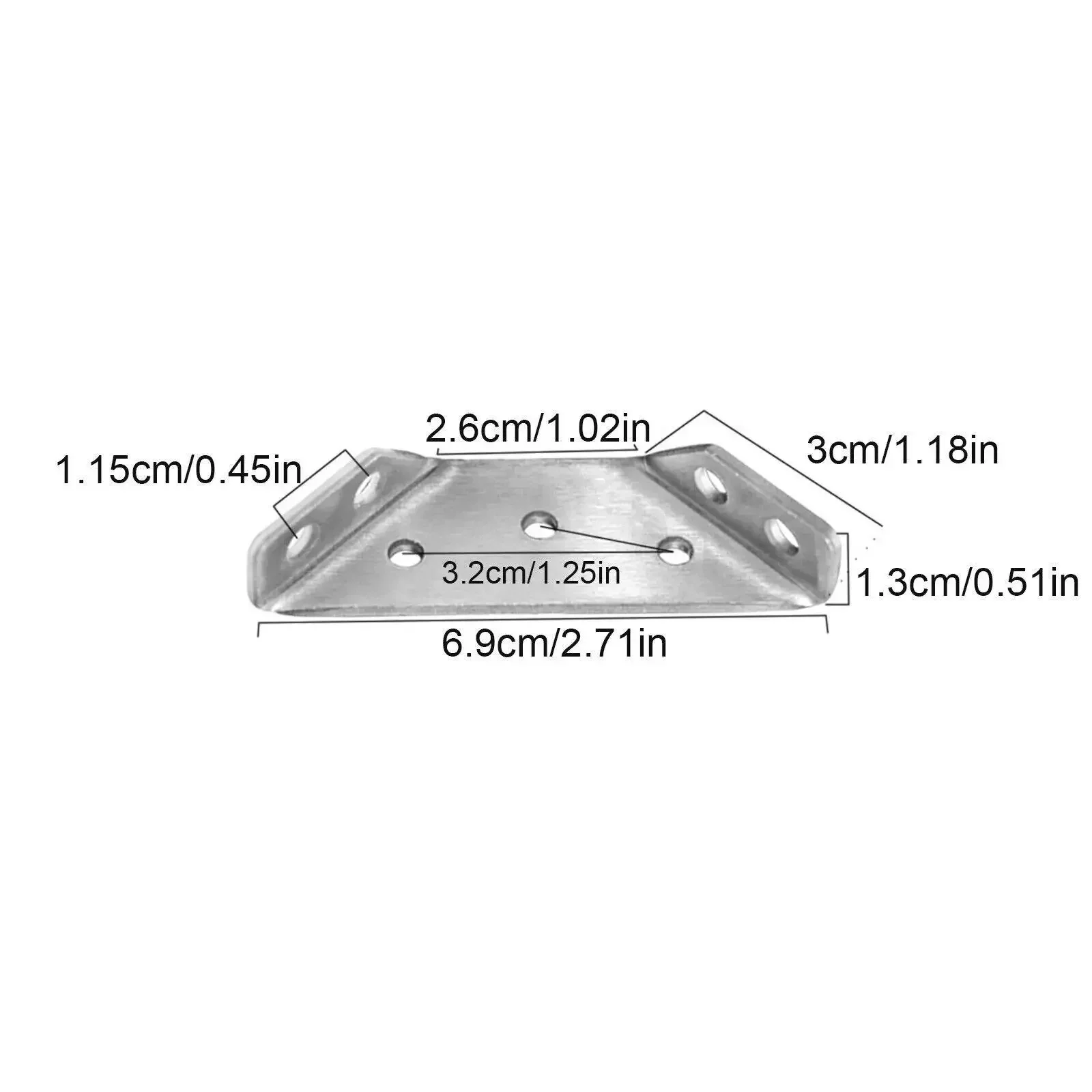 Description Picture 3 of item10Pcs Corner Brackets Furniture Corner Connector Stainless Steel Triangle Support Fasteners Cabinets Chairs Universal Bracket