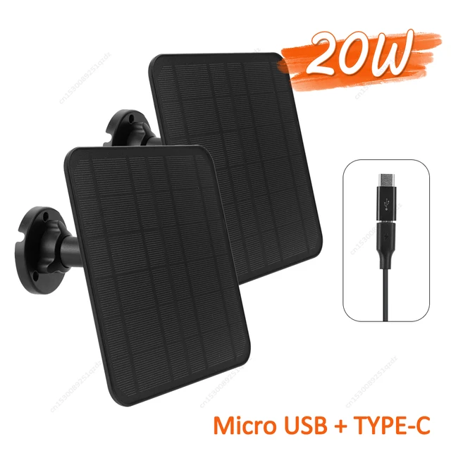 Panneaux solaires étanches à montage mural avec câble d'alimentation de 9,8 pieds, systèmes de cellules solaires pour wald fy wald 5,00 cam 3, 255.2, 2C, 2Pro, 5V, 20W, 1 paquet 1
