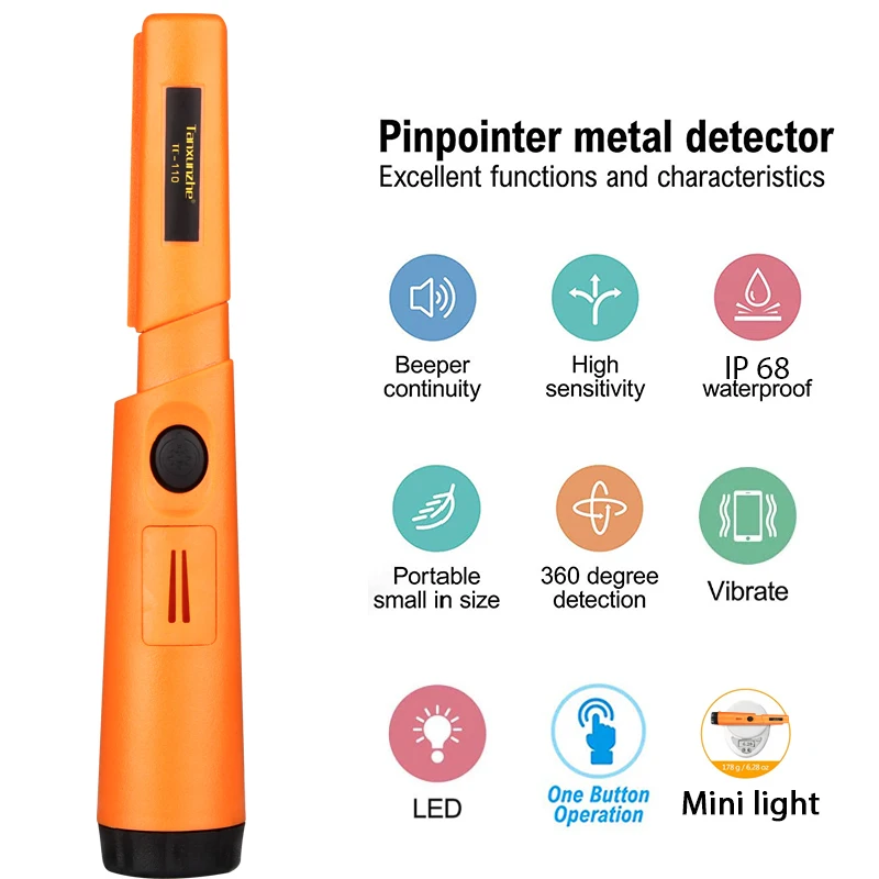 Tanxunzhe TC 110 Handheld Metal Detector Positioning Rod IP68 Waterproof Metal Positioning with Anti scratch Protective