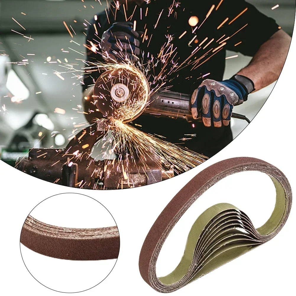 10 PCS/Set Sanding Belts 60-600-Grit Abrasive Bands For 15x452 Mm M10 Sanders File Sanders Belt Wood Soft Metal Polishing 6