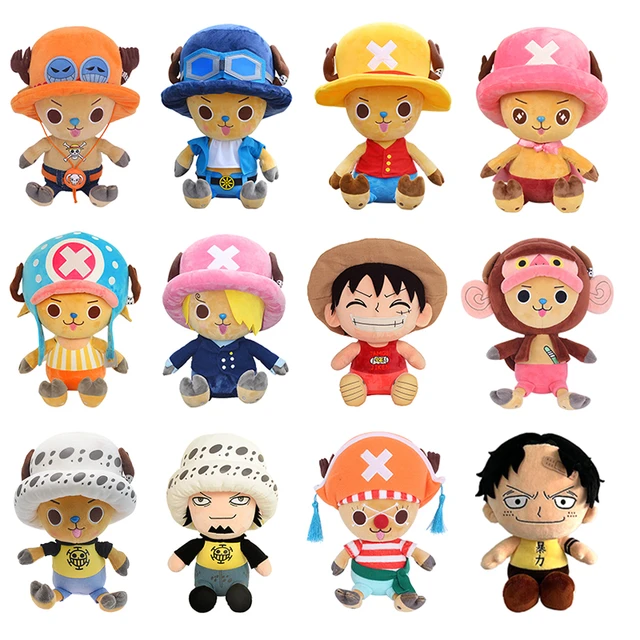 Large 20cm Anime One Piece Plush Toys Chopper Sabo Kawaii Stuffed