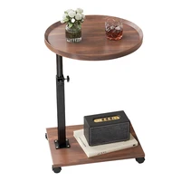 Table d'appoint Mobile pour petit espace, Table d'extrémité ronde roulante à hauteur réglable, bureau d'écriture debout Portable avec roulettes pour maison 1