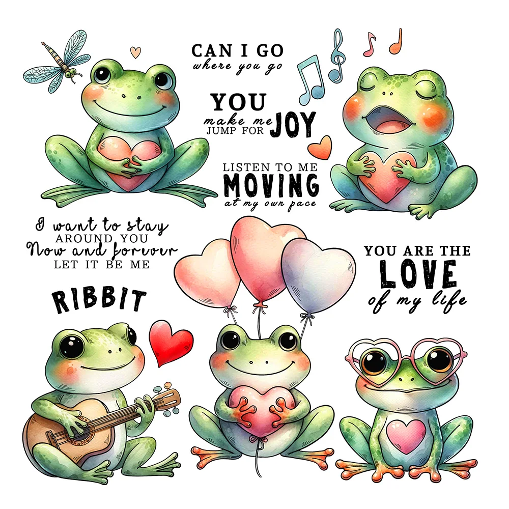 Mangocraft Cute Heart Frogs Clear Stamp for Love Valentine's Day DIY Scrapbooking Supplies for Cards Albums Decor, clear stamps