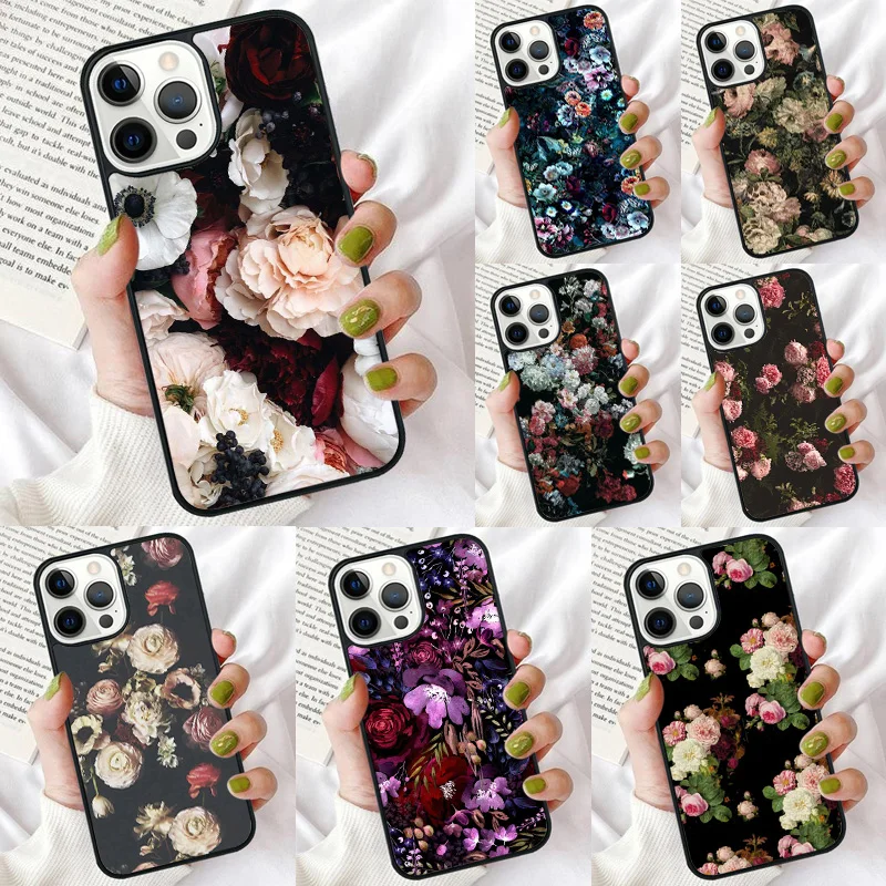 Midnight Garden Moody Florals Custodia Per Telefono Per Iphone 15 14 12 13 Mini 6 7 8 Plus X Xs Xr 11 Pro Max Se 2020 Cover Fundas Shell