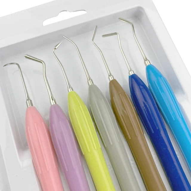 Dental Double Ended Stainless Steel Resin Filler Set Composite Resin Filling Spatula Silicone Handle Dental