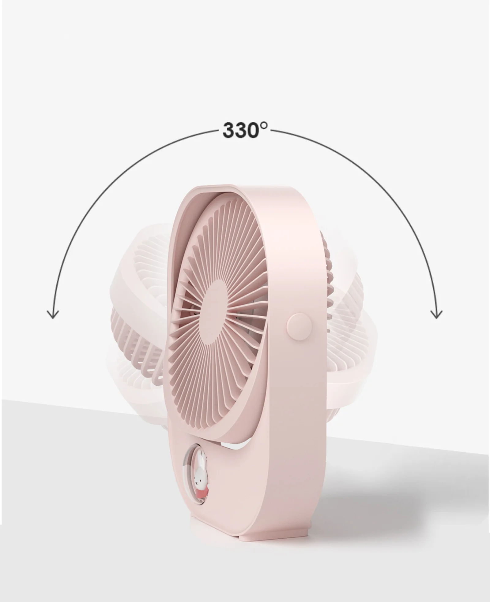 MIPOW &miffy Small Desk Fan Ultra Quiet Table Fan USB Rechargeable Strong Airflow Cooling With 3 Speed Powerful Wind Office