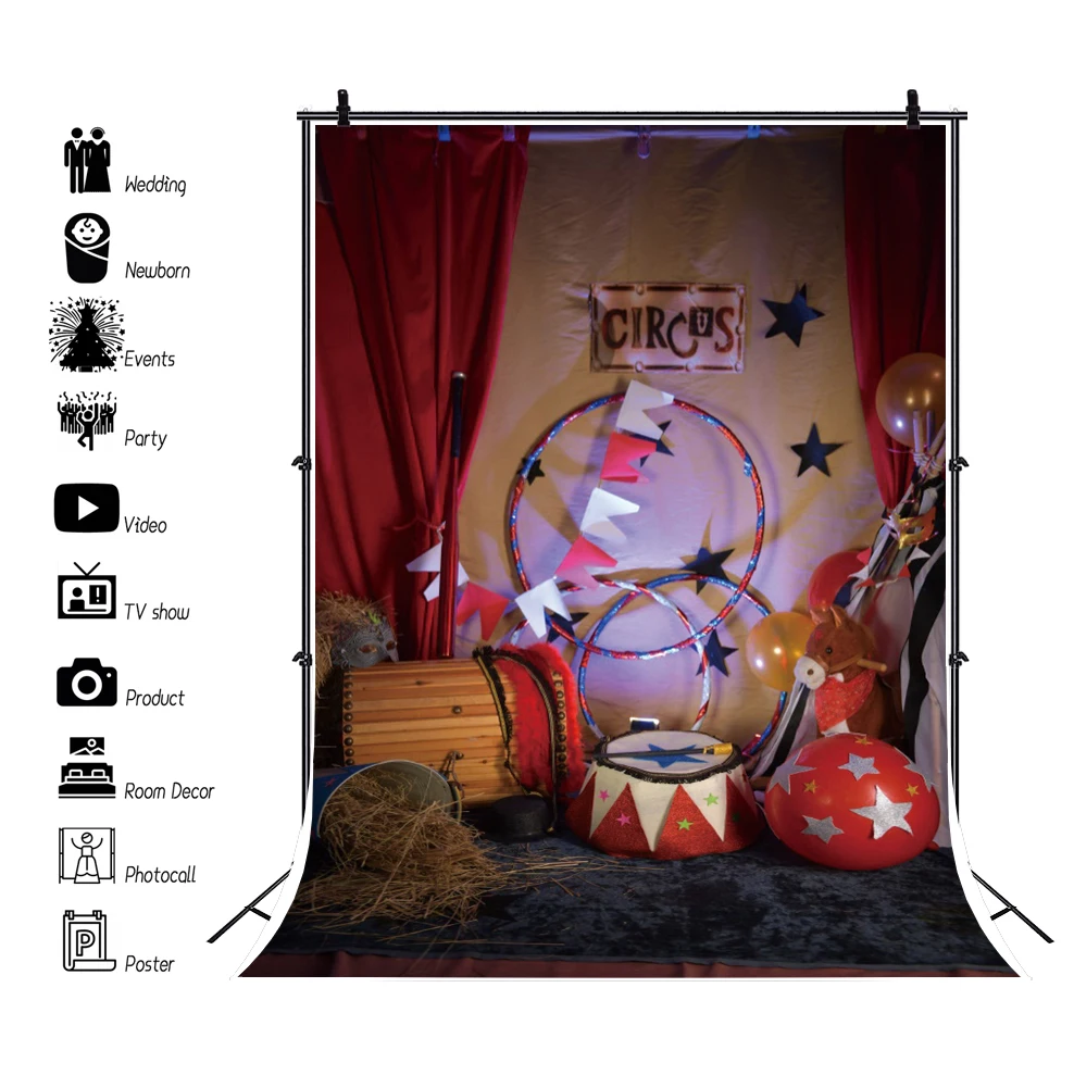 

Circus Backdrop Baby Newborn Happy Birthday Party Decor Interior Photography Background Photophone Decoration Photo Studio
