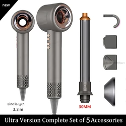 Enhanced Leafless Hair Dryer with Negative Ion Technology for Personal Hair Care and Styling (New 3.0M Grey 5Parts)