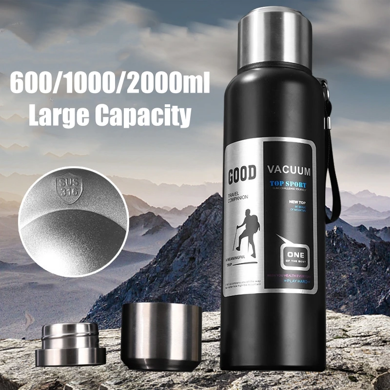 Large Capacity Stainless Steel Thermos Bottle with Lid Cup Portable Vacuum Flask Water Bottle Insulation Outdoor Travel Mug